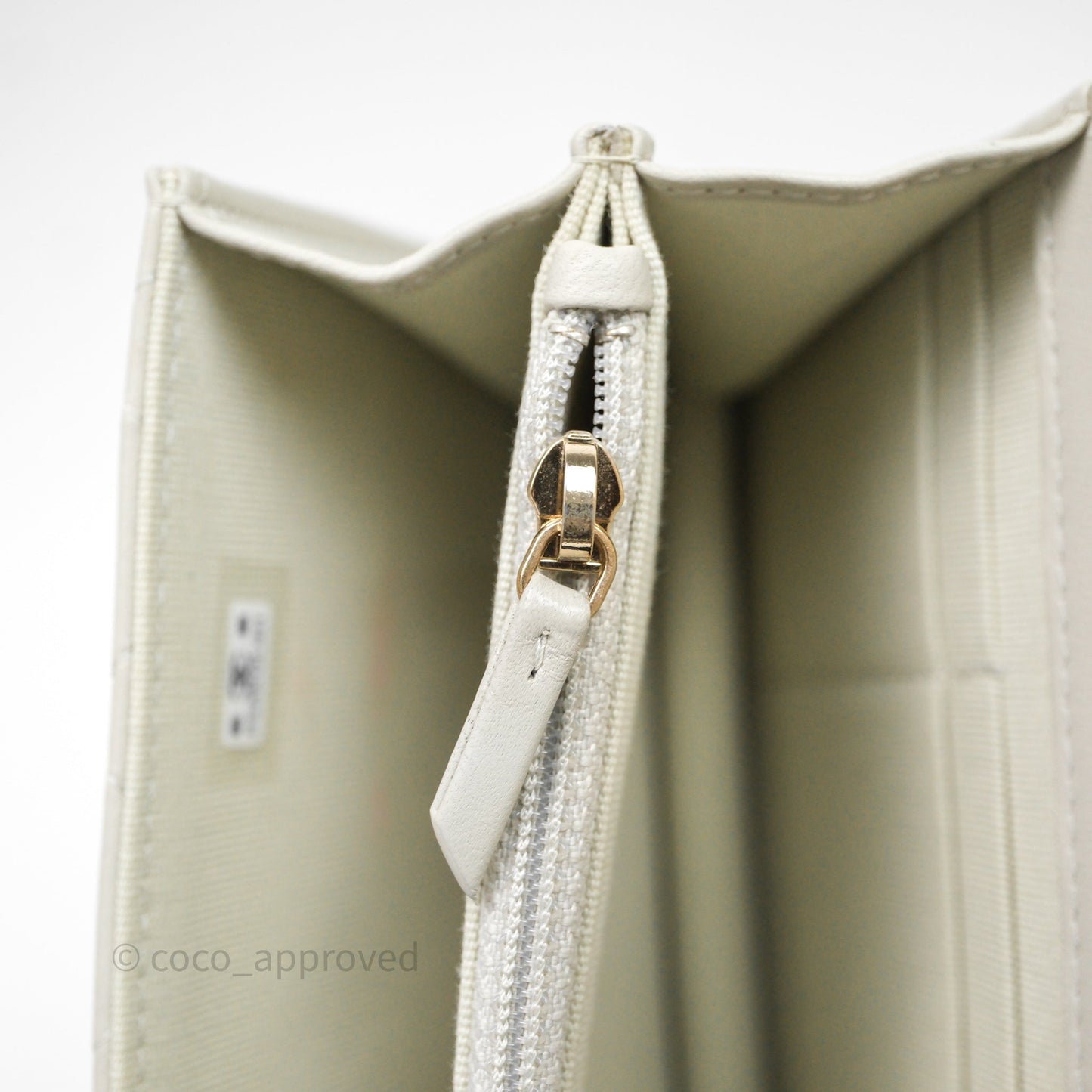 Chanel Trendy CC Wallet On Chain WOC Light Grey Lambskin Gold Hardware N