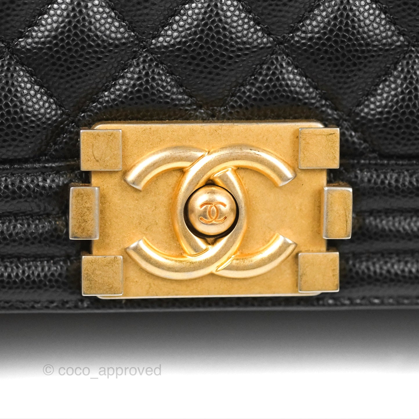 Chanel Quilted Medium Boy Black Caviar Aged Gold Hardware