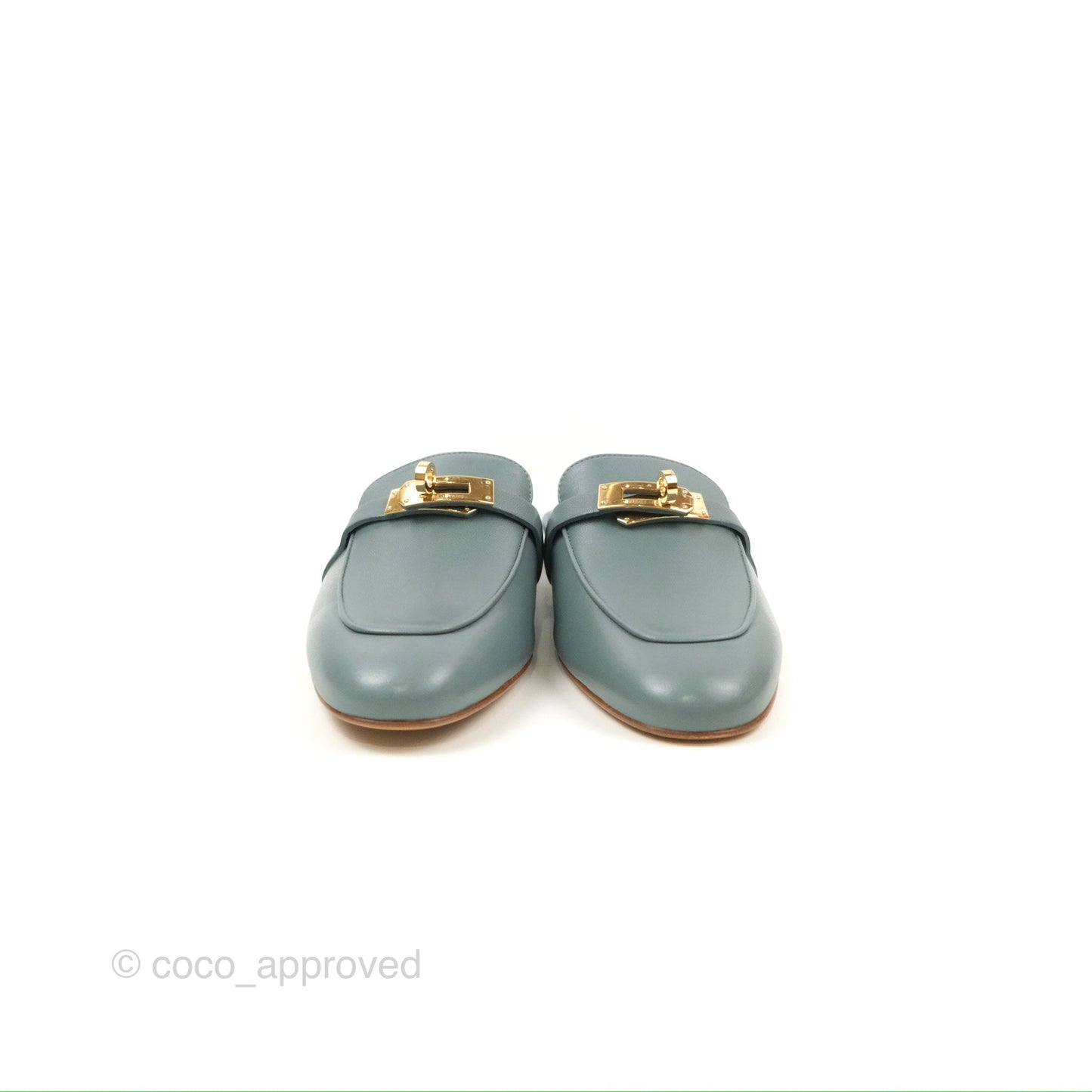 Hermès Oz Mules Bleu Pinede Calfskin Gold Hardware Size 37.5