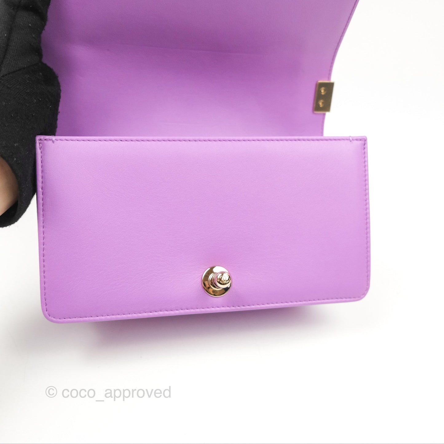 Chanel Chevron Small Boy Purple Calfskin Gold Hardwa