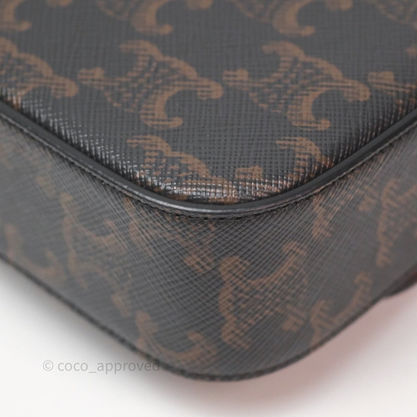 Celine Tan Canvas Calfskin Mini Triomphe