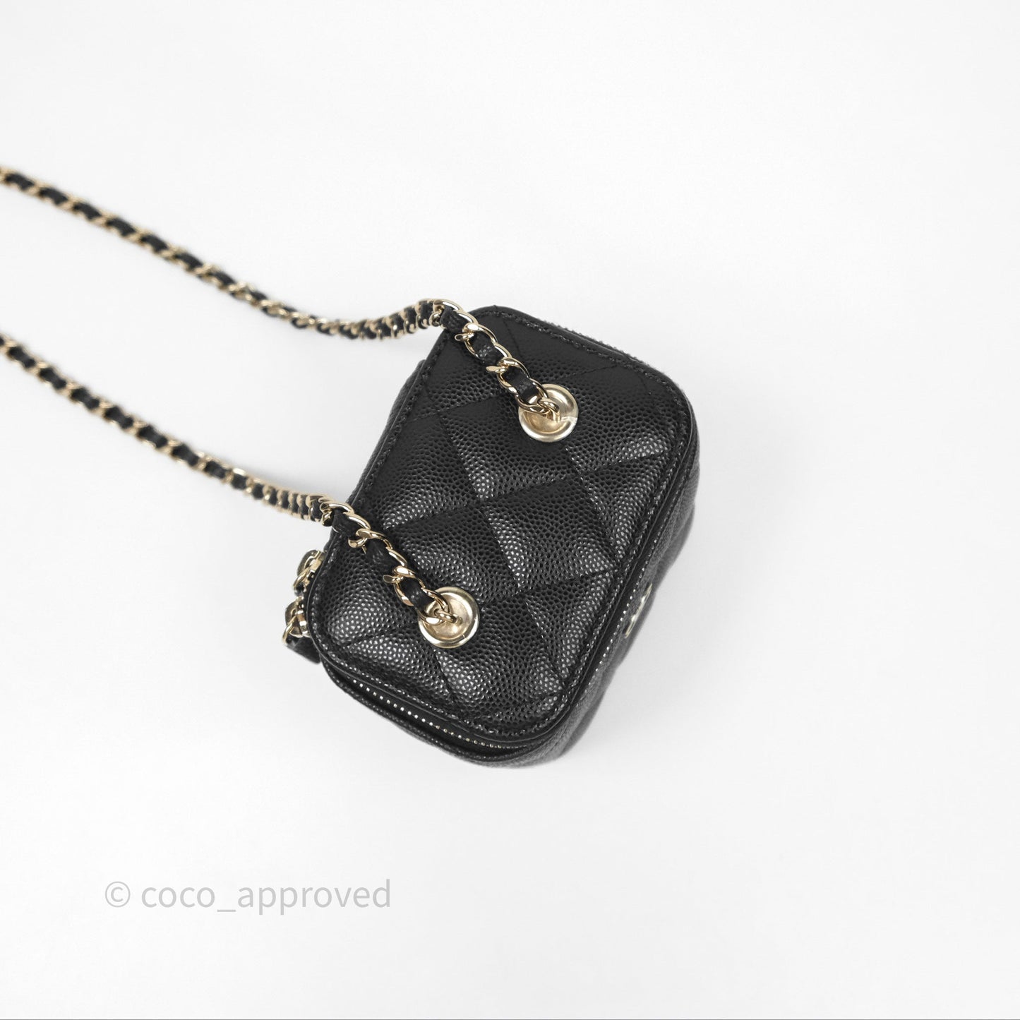 Chanel Mini Vanity With Chain Black Caviar Gold Hardware