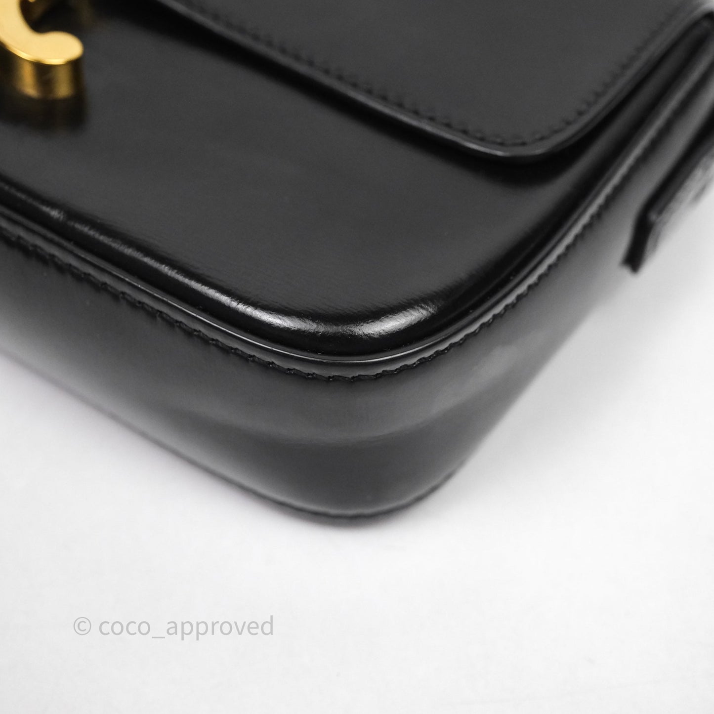 Celine Triomphe Shoulder Bag Black Calfskin