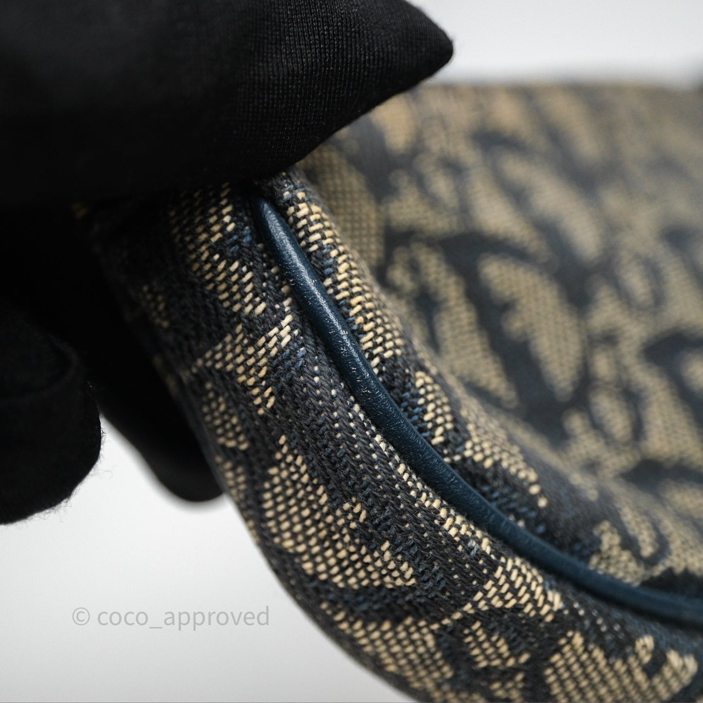 Christian Dior Vintage Mini Saddle Bag Blue Oblique Jacquard