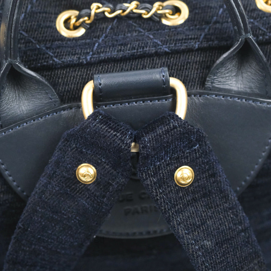 Chanel Parisian Stroll Backpack Wool Velvet Navy