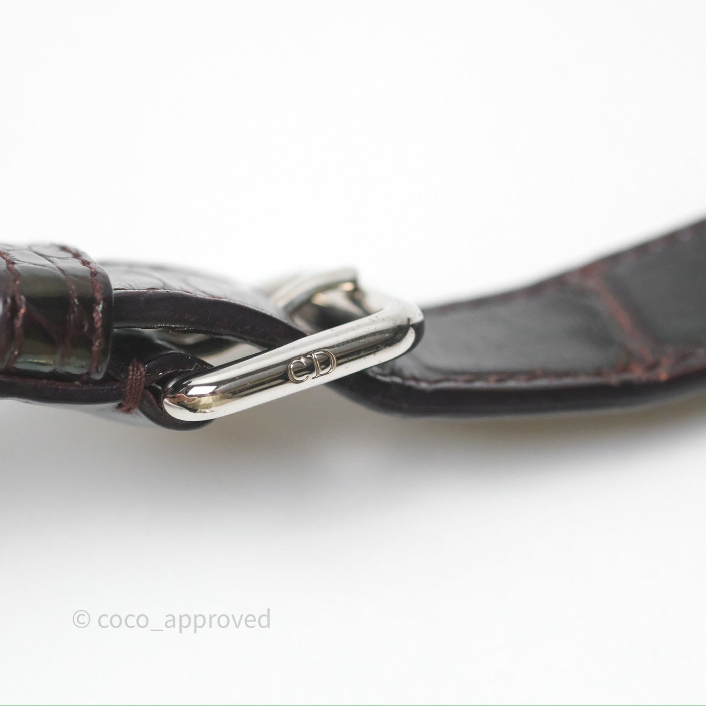 Christian Dior Small Lady Dior Shiny Crocodile Burgundy Diamond Hardware