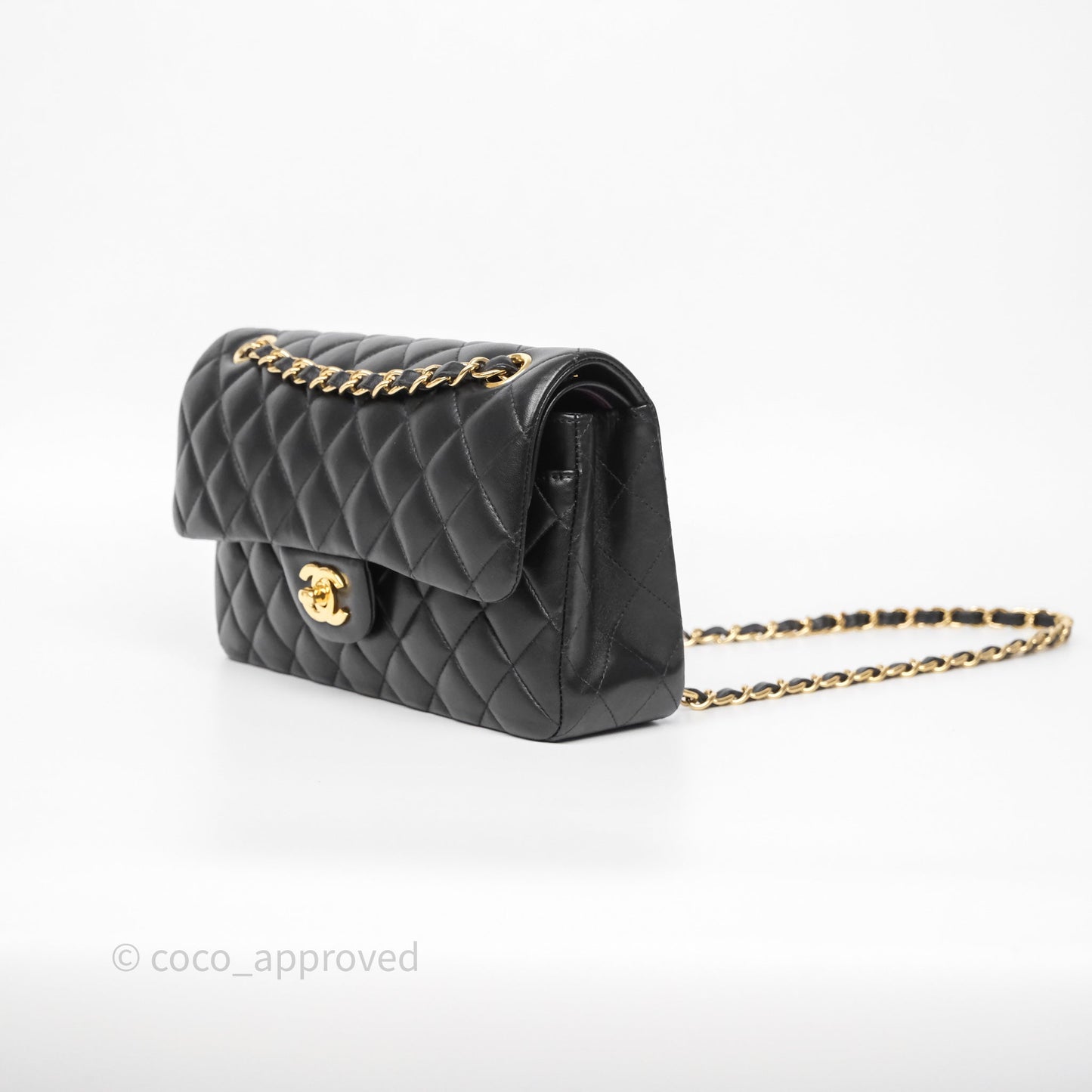 Chanel Small Classic Flap Quilted Black Lambskin Gold Hardware