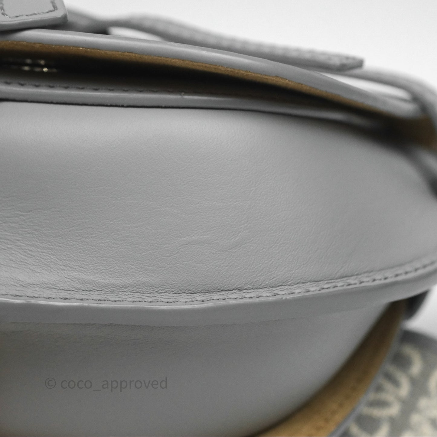 Loewe Mini Gate Dual Bag in Soft Calfskin & Jacquard Strap Light Grey