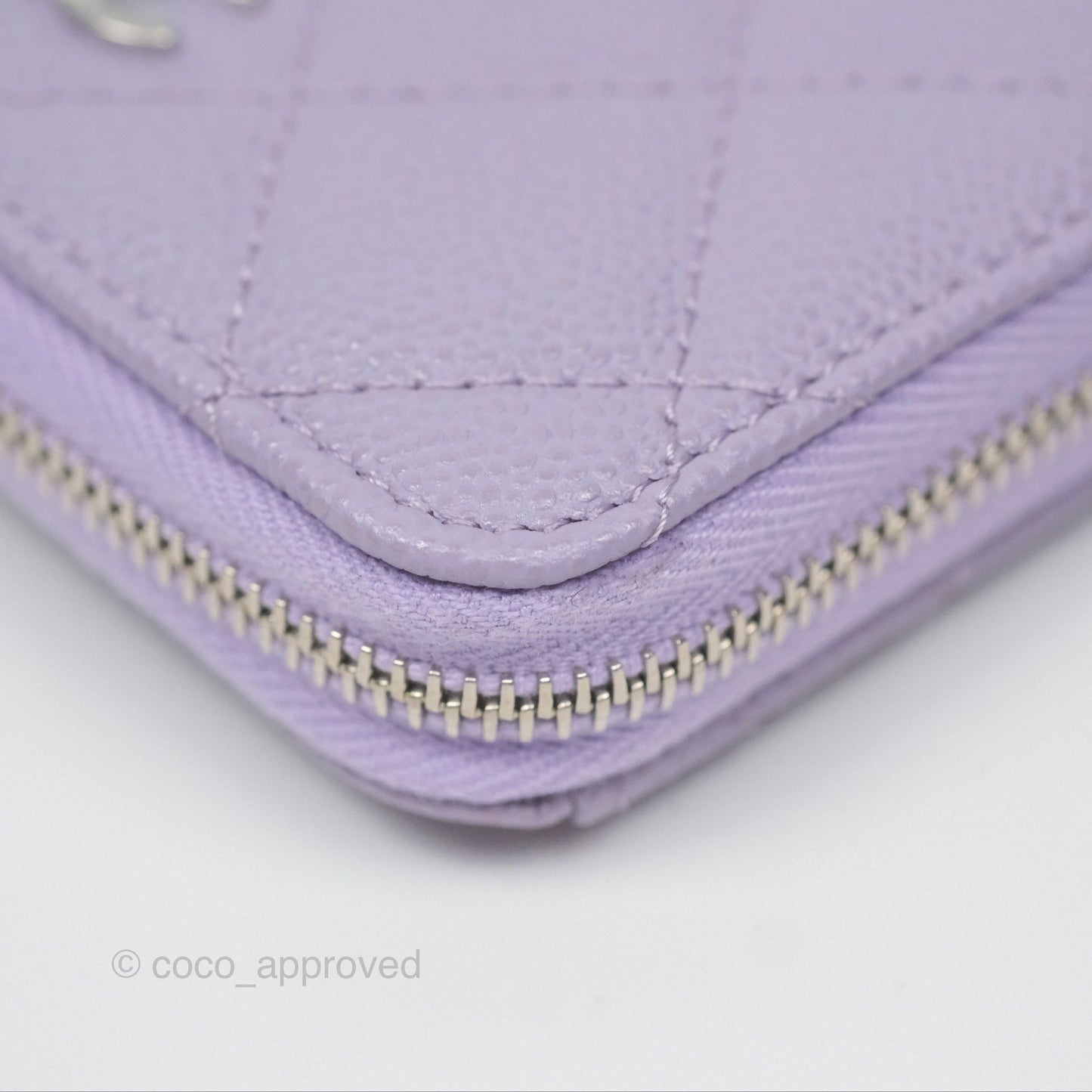 Chanel Classic Zipped Coin Purse Lilac Caviar Silver Hardware