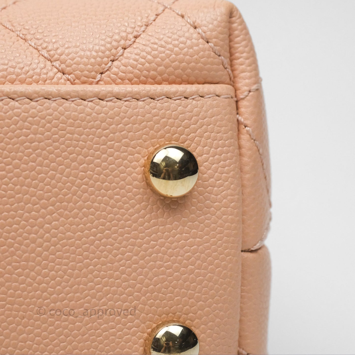 Chanel Small Coco Handle Quilted Pink Beige Caviar Gold Hardware