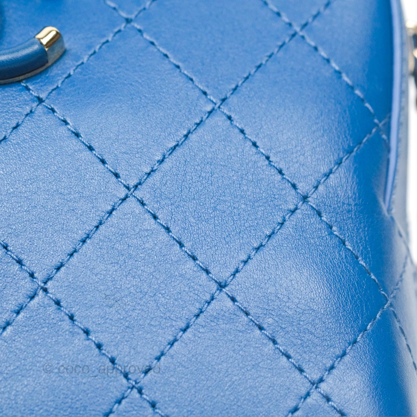 Chanel Stitched Camera Case Bag Blue Calfskin Gold Hardware