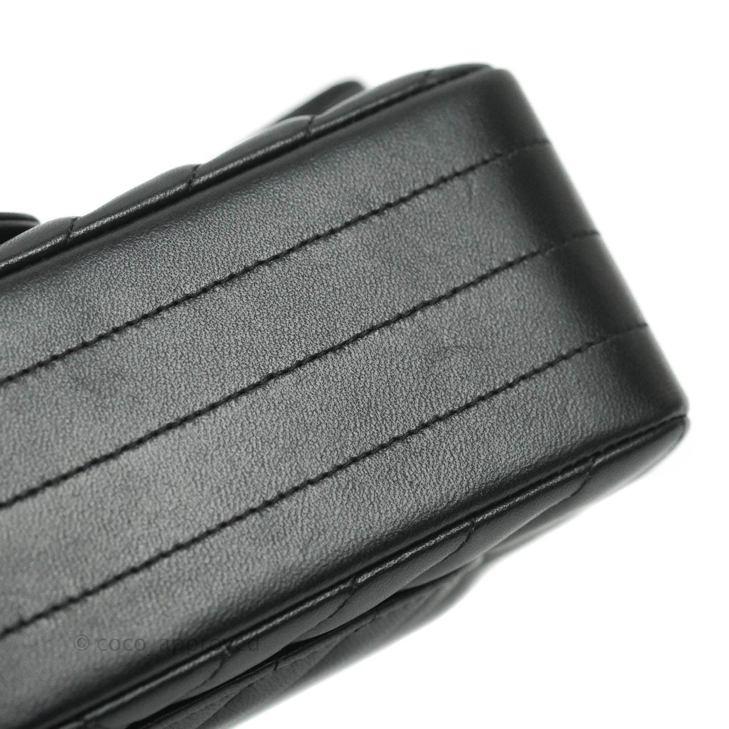 Chanel Classic Chevron Mini Rectangular Flap Black Lambskin Silver Hardware
