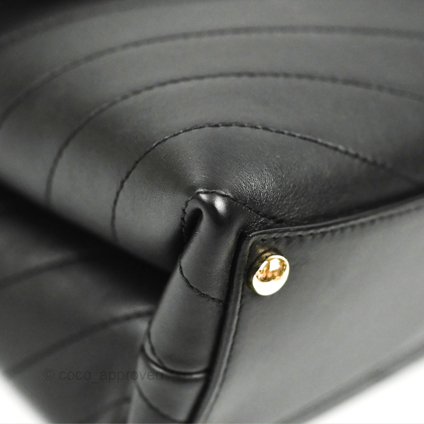 Chanel Chevron Stitched Coco Flap Bag Black Calfskin Gold Hardware