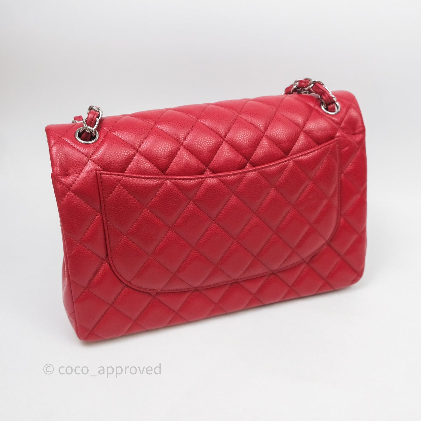 Chanel Jumbo Double Flap Red Caviar Silver Hardware⁣⁣