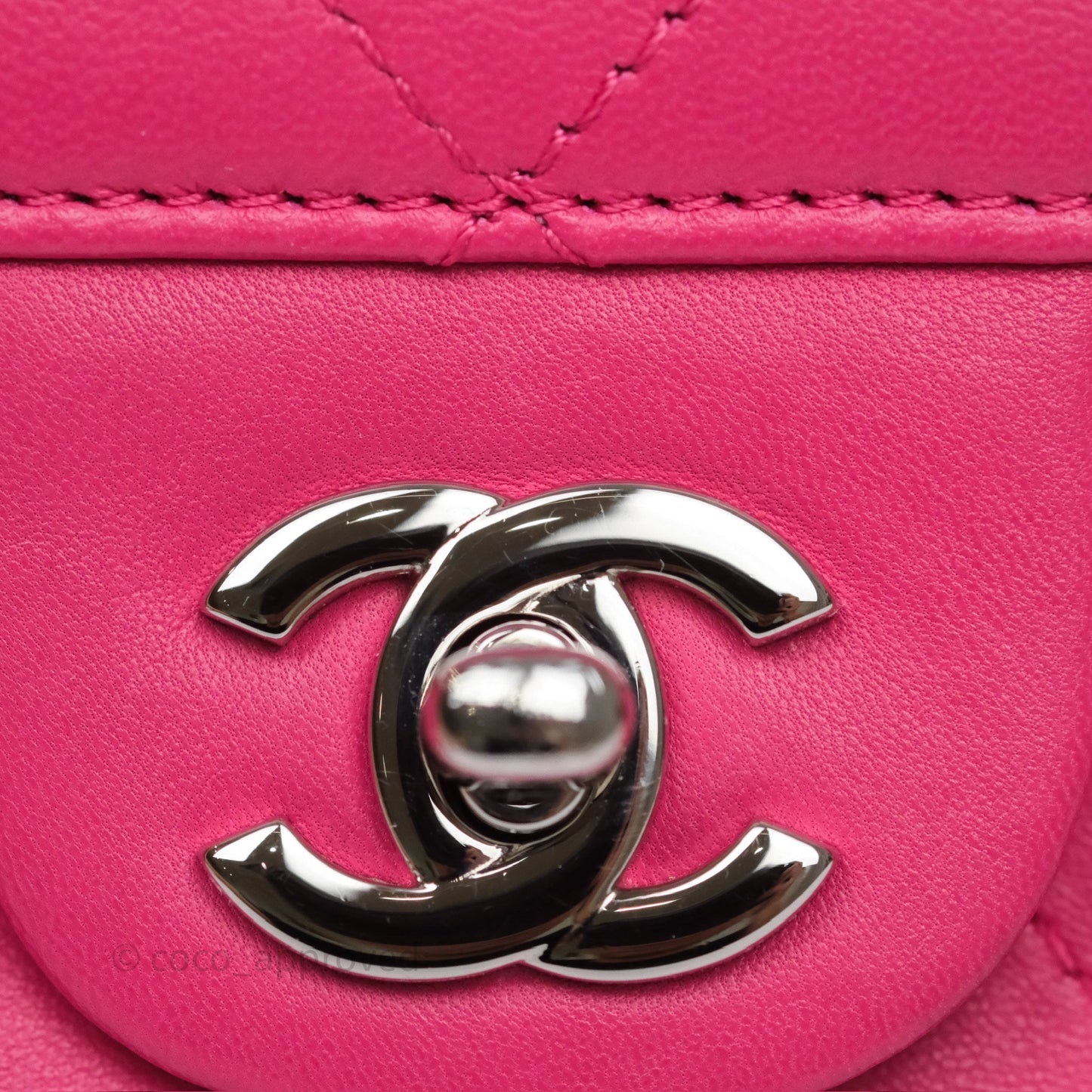 Chanel Stitched Double Flap Bag Pink Calfskin Silver Hardware
