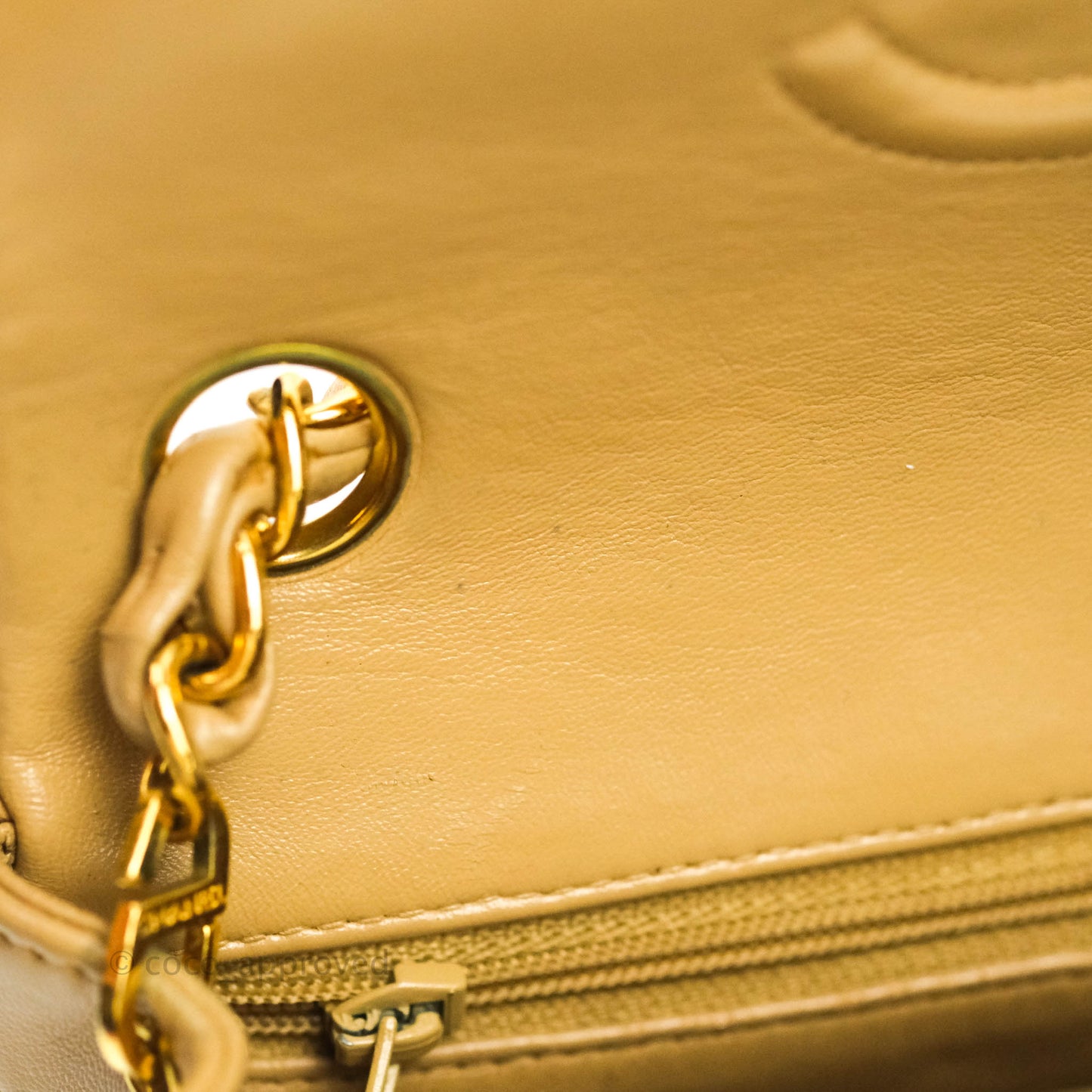 Chanel Mini Square Beige Lambskin 24K Gold Hardware