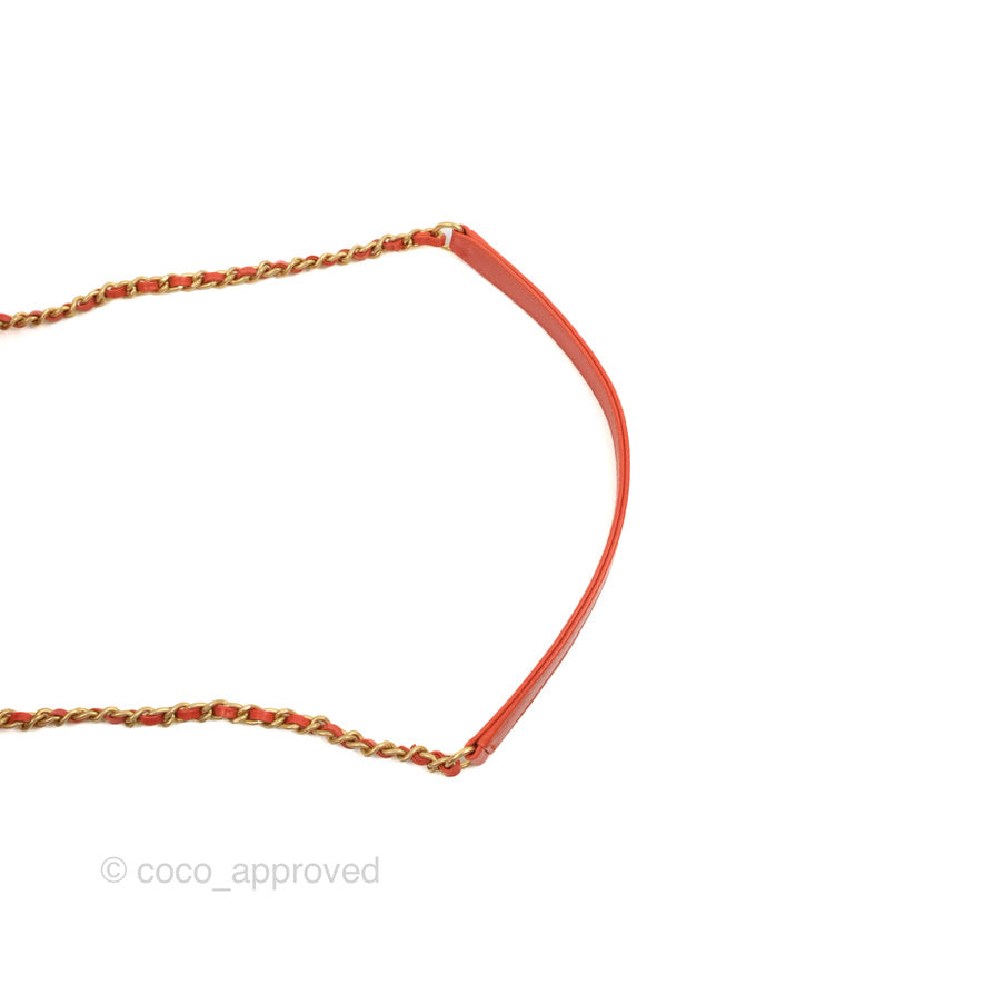 Chanel Chevron Small Coco Handle Dark Orange Shiny Aged Calfskin Aged Gold Hardware