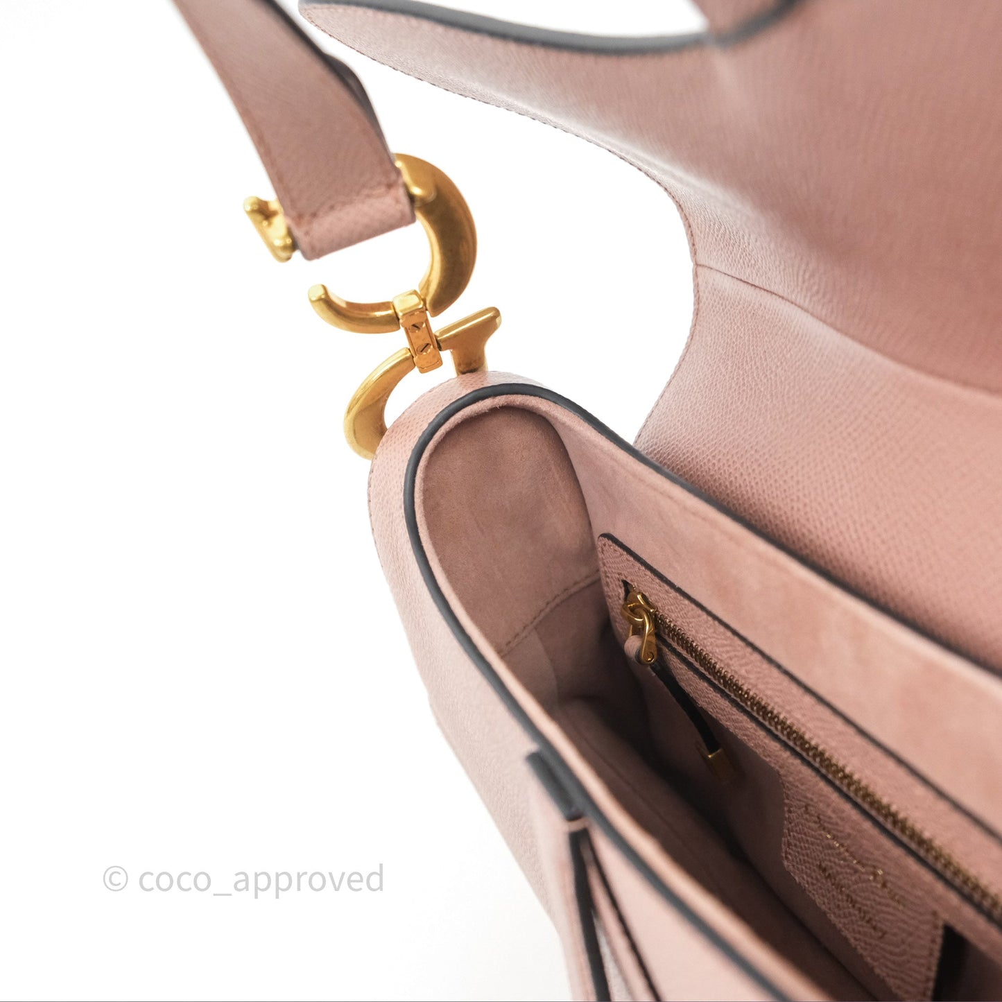 Christian Dior Saddle Bag Dusty Pink Grained Calfskin Gold Hardware
