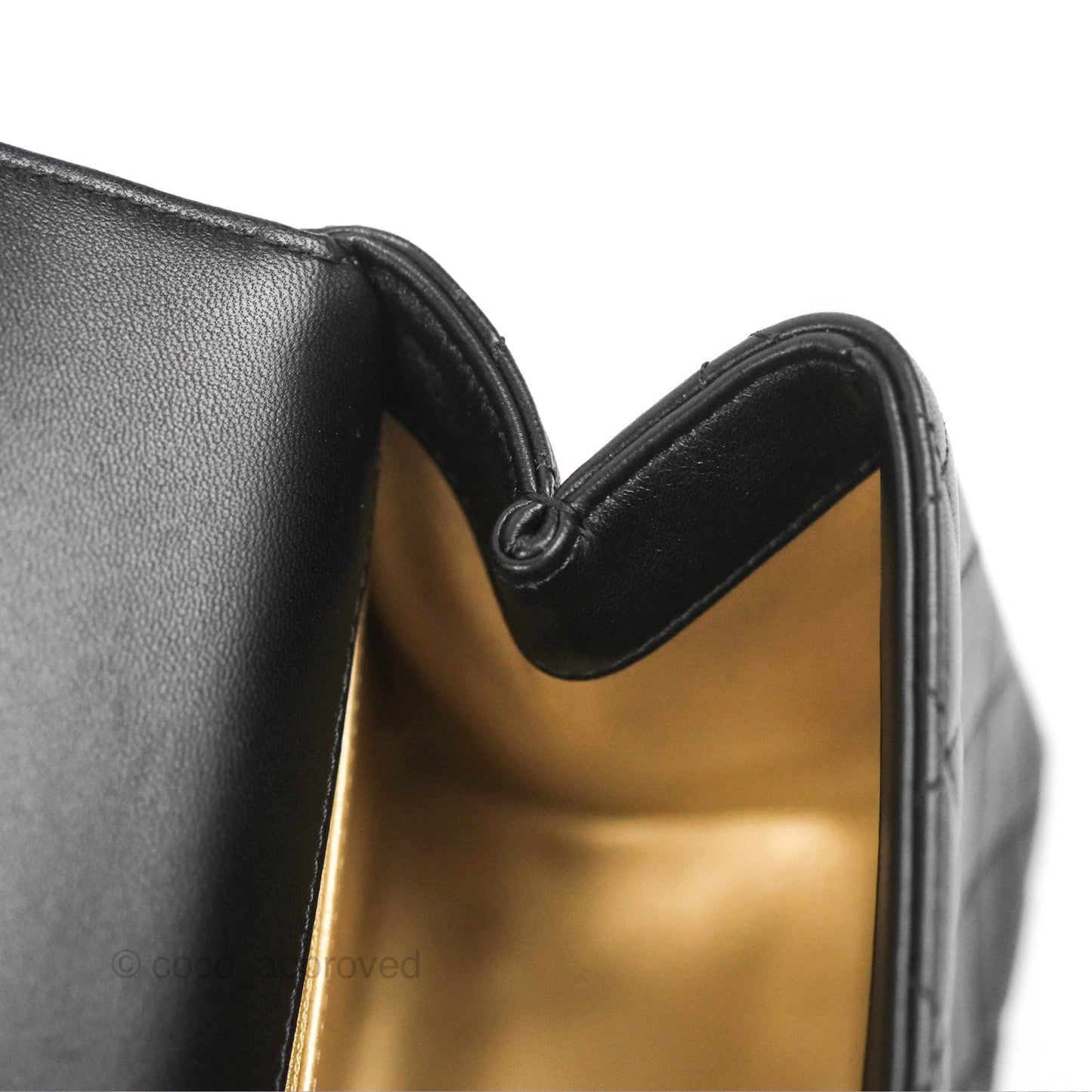 Chanel La Parisienne Top Handle Flap Bag Black Lambskin Aged Gold Hardware
