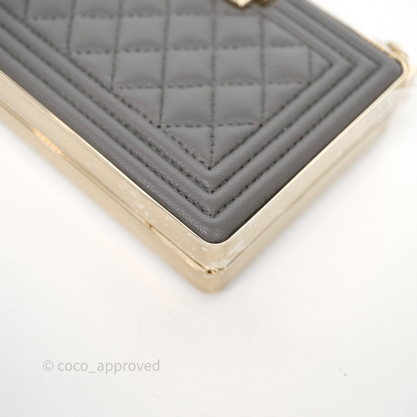 Chanel Grey Boy Mini Clutch Lambskin Gold Hardware