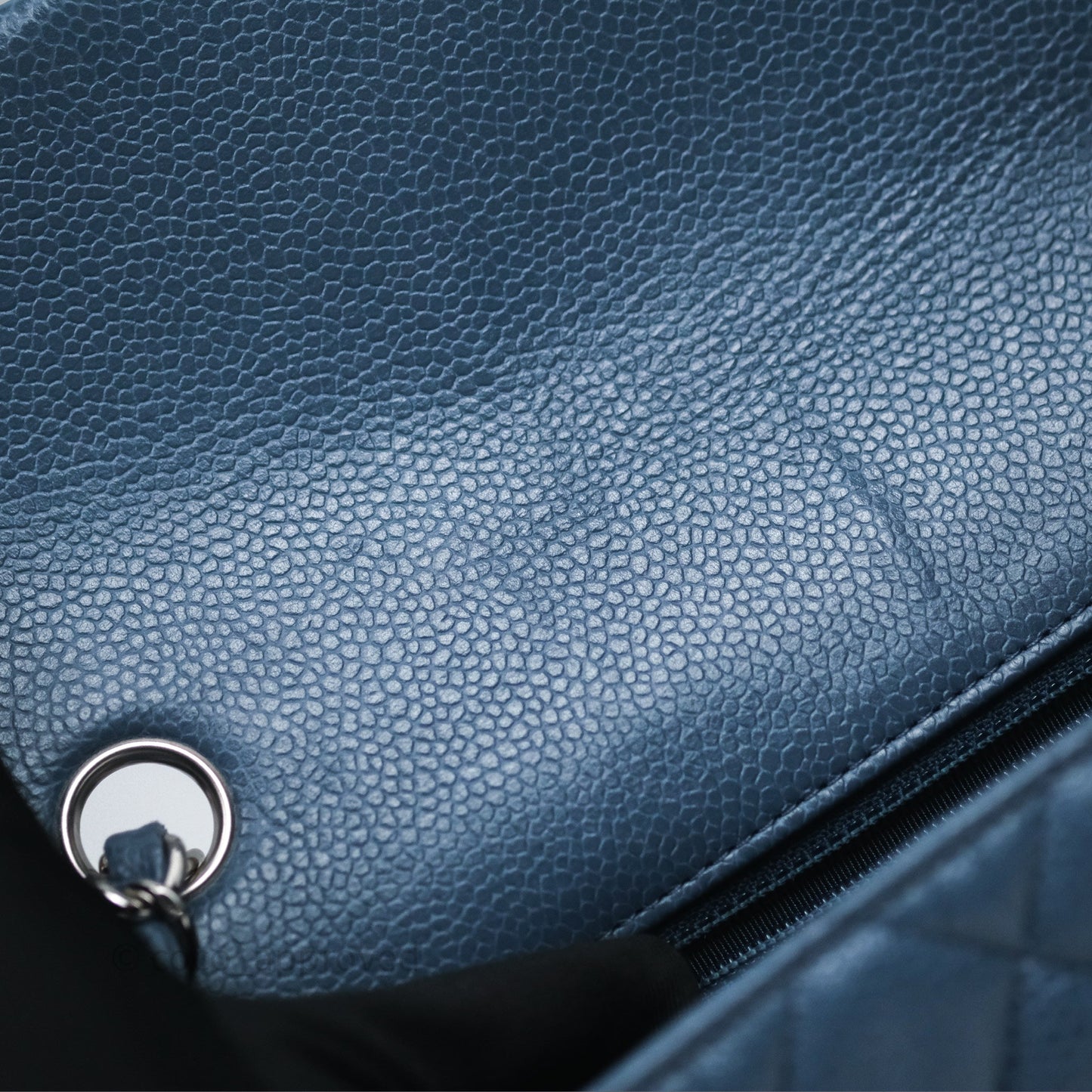 Chanel Quilted Mini Rectangular Blue Caviar Silver Hardware