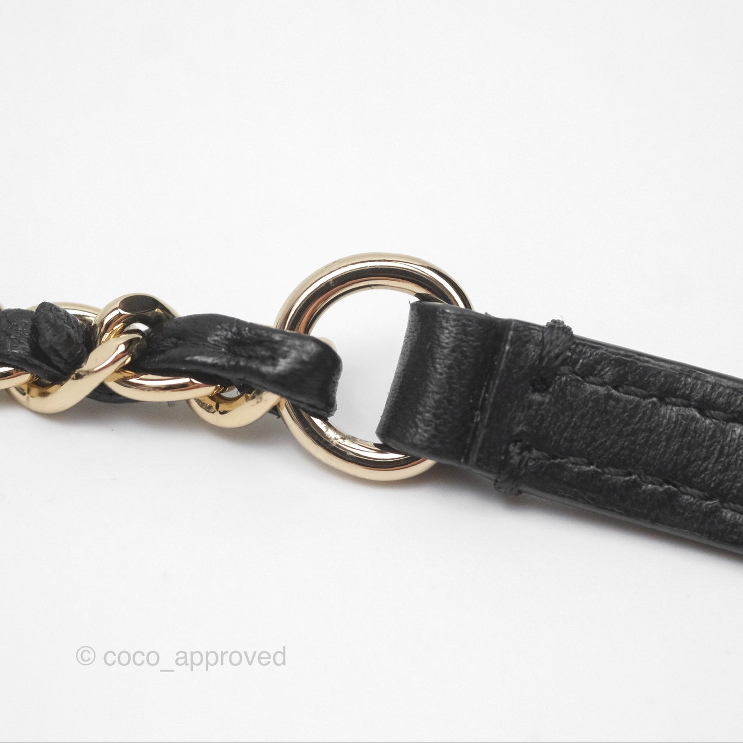 Chanel Logo Pearl Chain Flap Bag Black Lambskin Gold Hardware