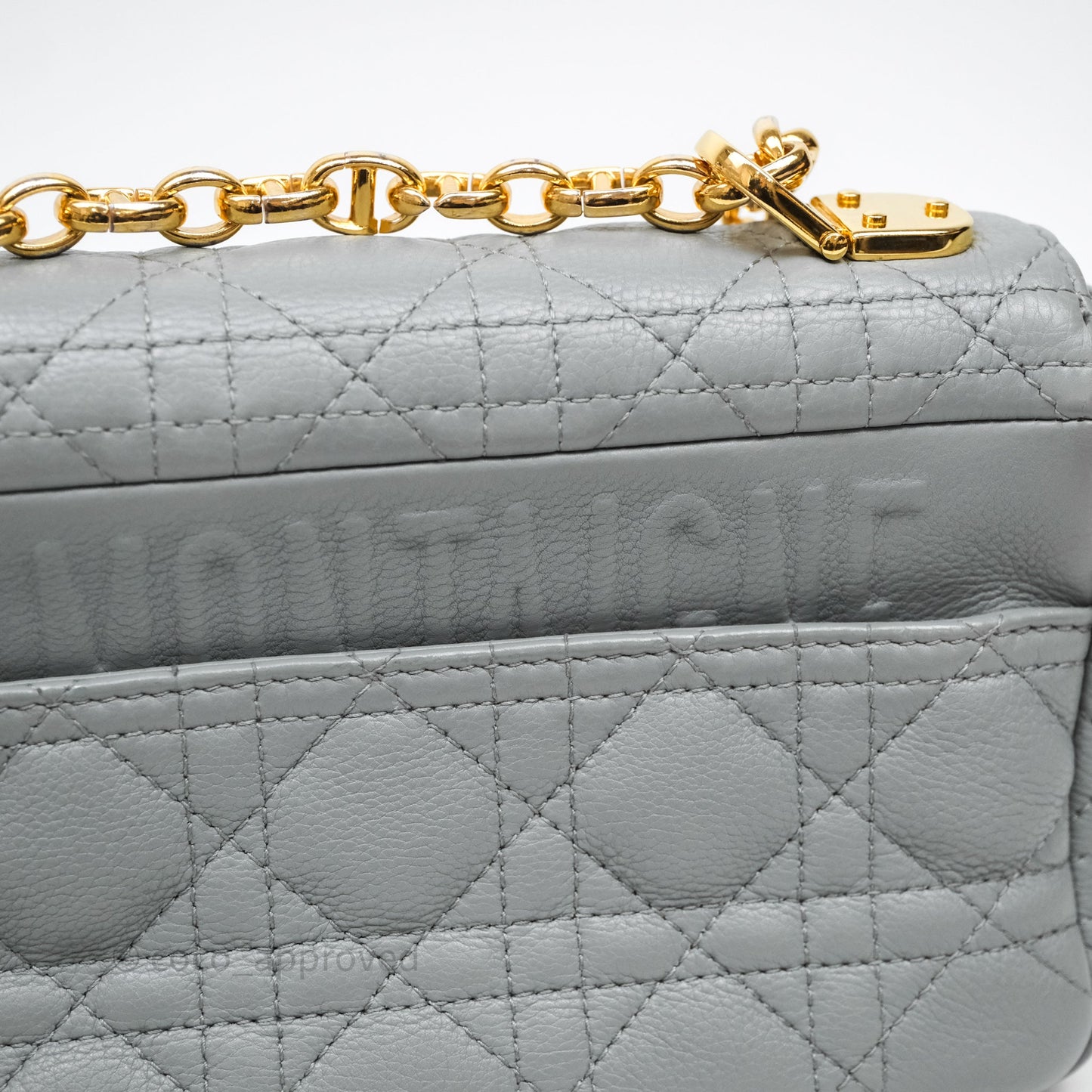 Christian Dior Small Caro Bag Stone Gray Supple Cannage Calfskin