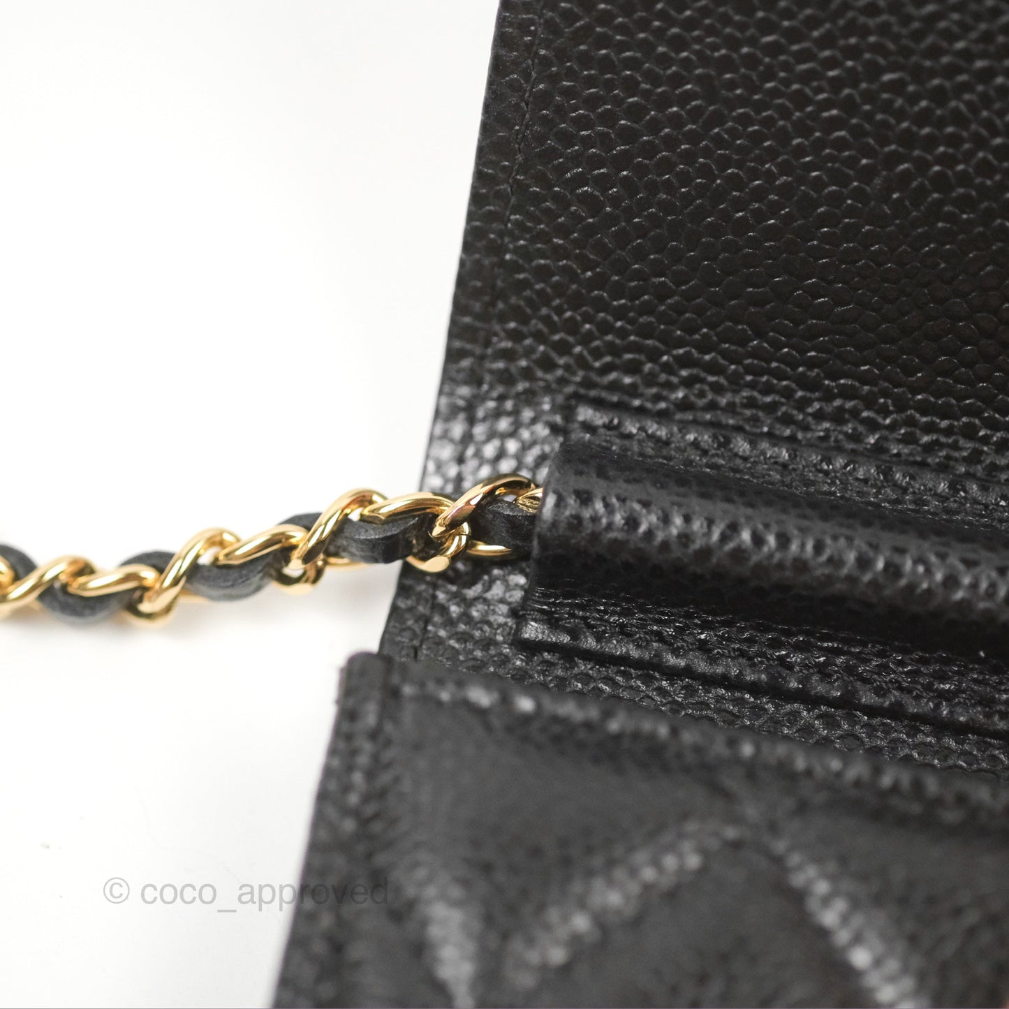 Chanel Miss Coco Clutch With Chain Quilted Black Caviar Gold Hardware