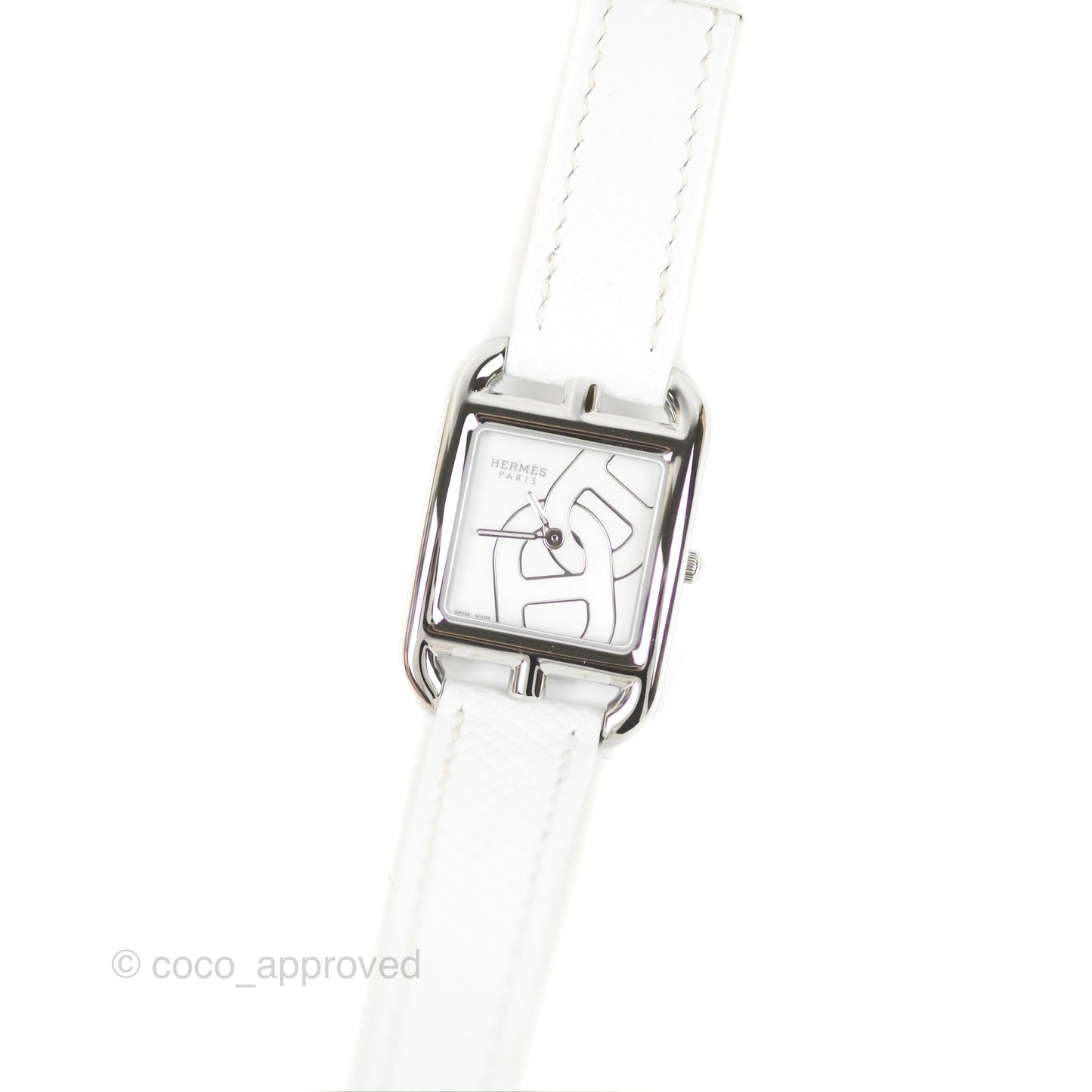 Hermes Cape Cod Watch PM 31mm White Epsom Mother-of-pearl Champleve Anchor Chains