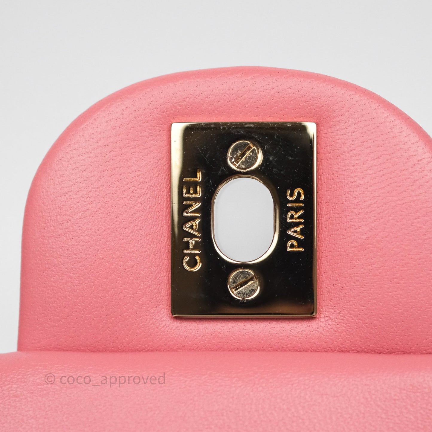 Chanel Top Handle Mini Rectangular Flap Pink Lambskin Gold Hardware