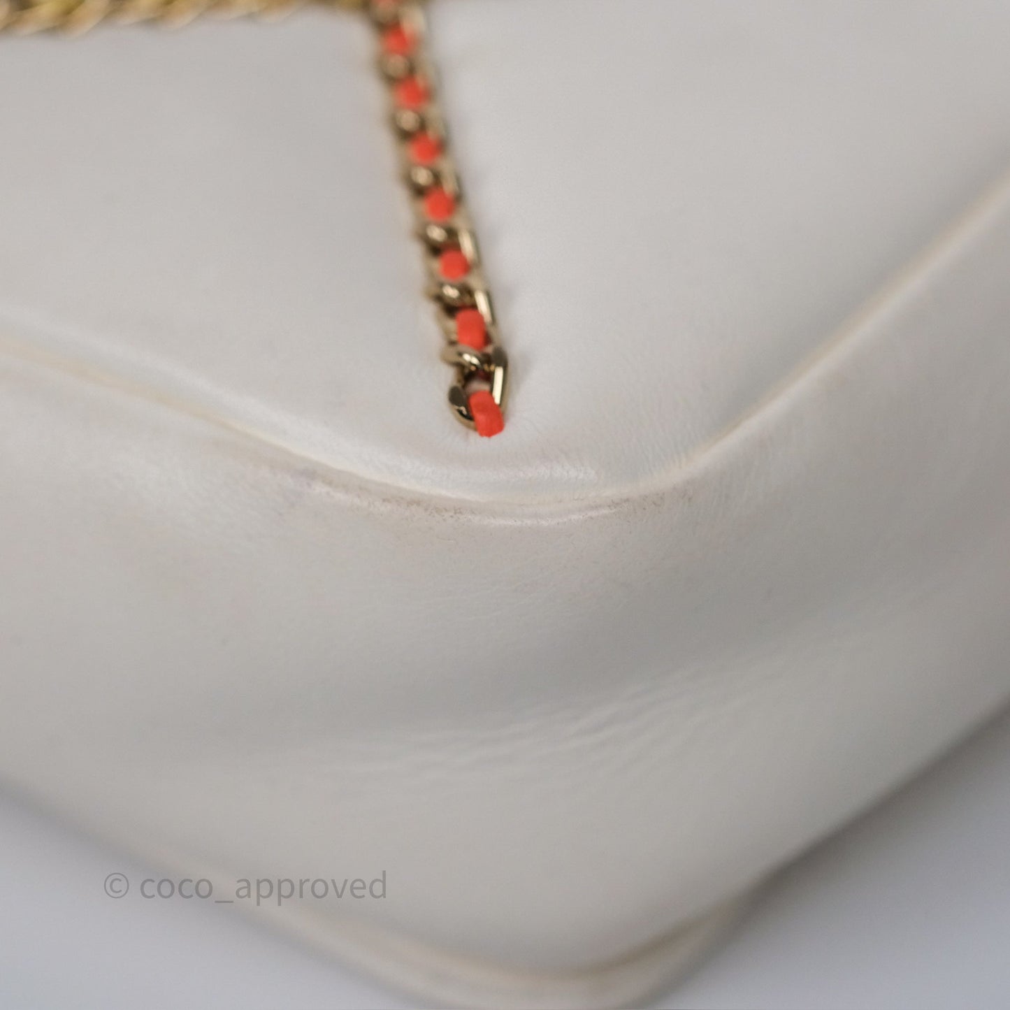Chanel Small Entwined Chain Flap White Lambskin Gold Hardware