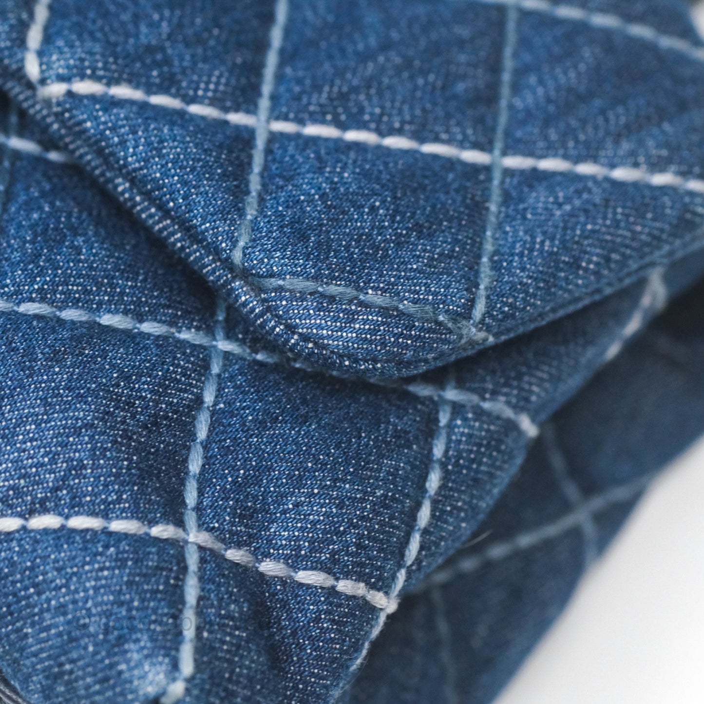 Chanel Small Coco Handle Quilted Contrast Stitch Denim Silver Hardware