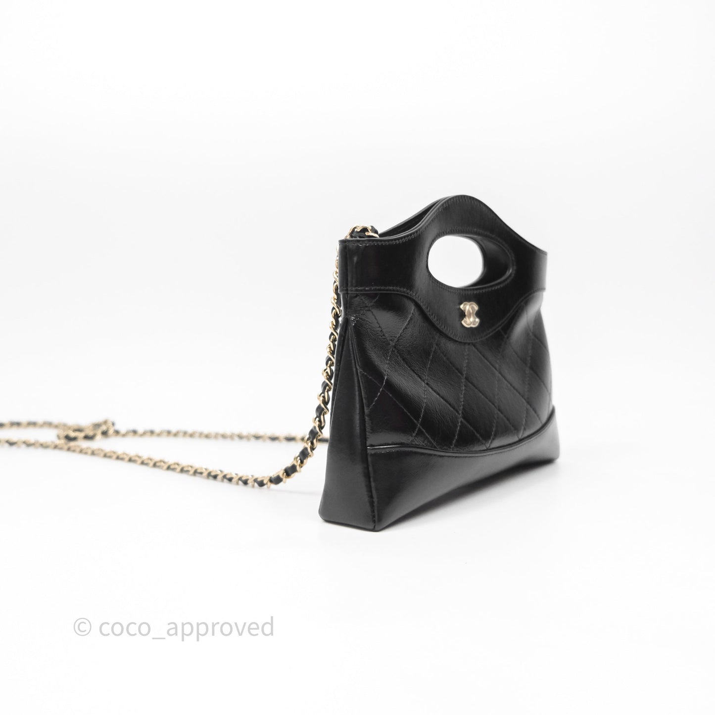 Chanel Nano 31 Black Shiny Calfskin Gold Hardware