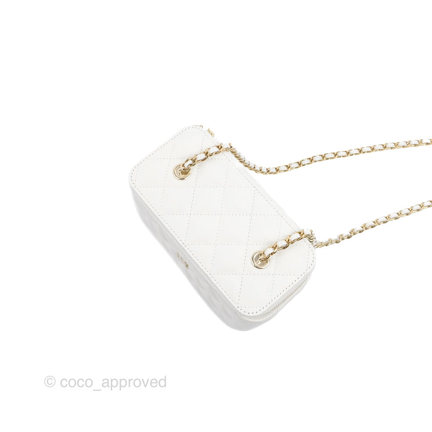 Chanel Classic Vanity with Chain White Caviar Gold Hardware