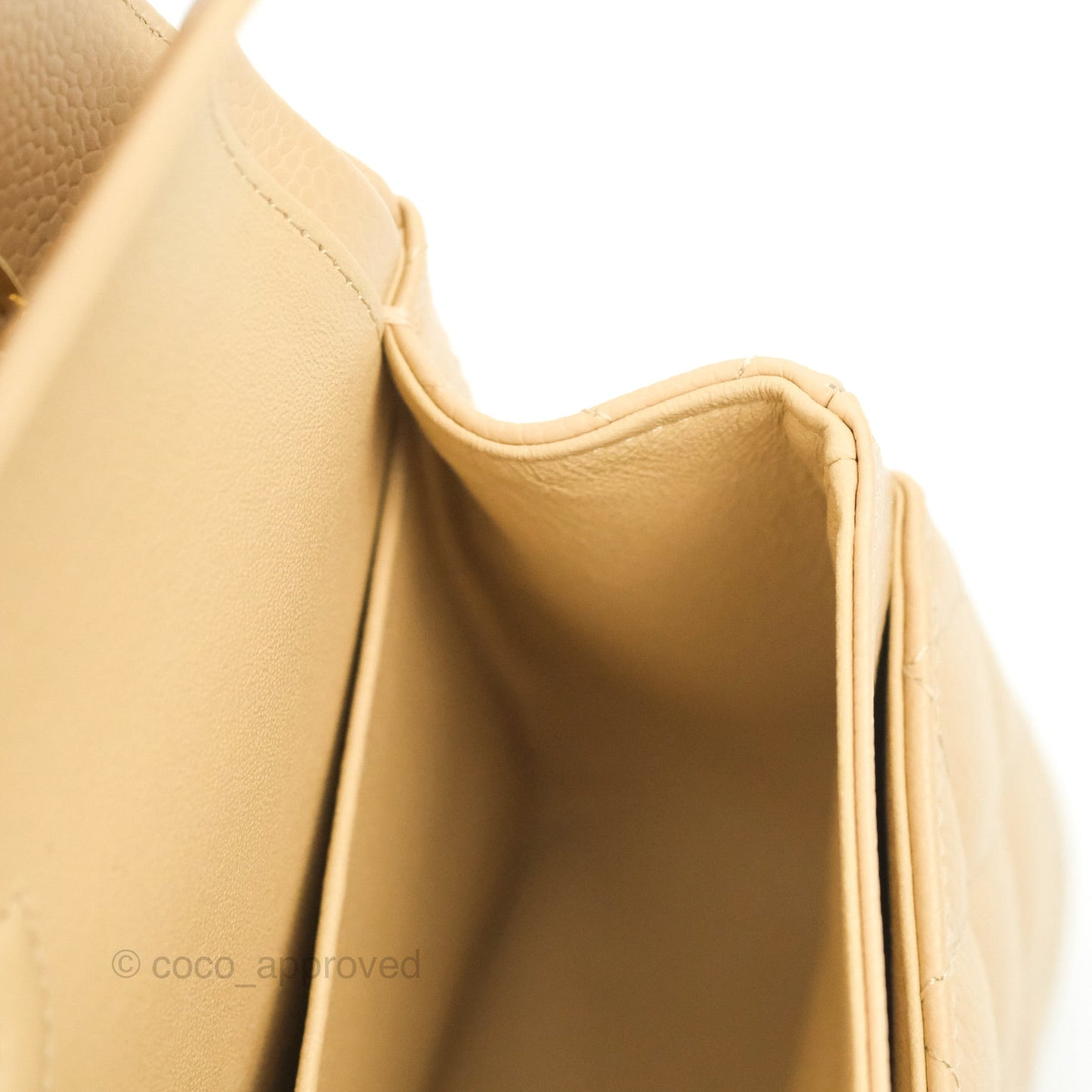 Chanel Classic Small S/M Quilted Flap Beige Caviar Gold Hardware