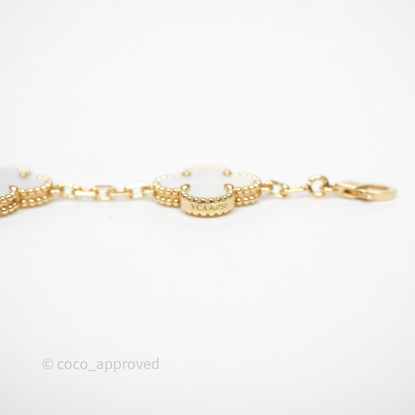 Van Cleef & Arpels Vintage Alhambra 5 Motifs White Yellow Gold Bracelet