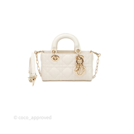 Christian Dior Micro Lady D-Joy Bag Latte Cannage Lambskin Gold Hardware