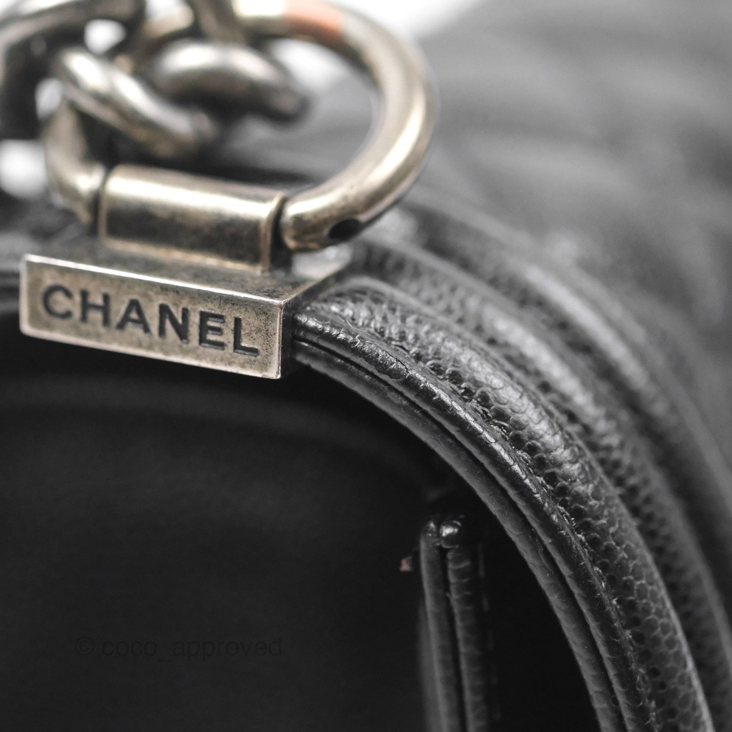 Chanel Medium Boy Quilted Black Caviar Ruthenium Hardware