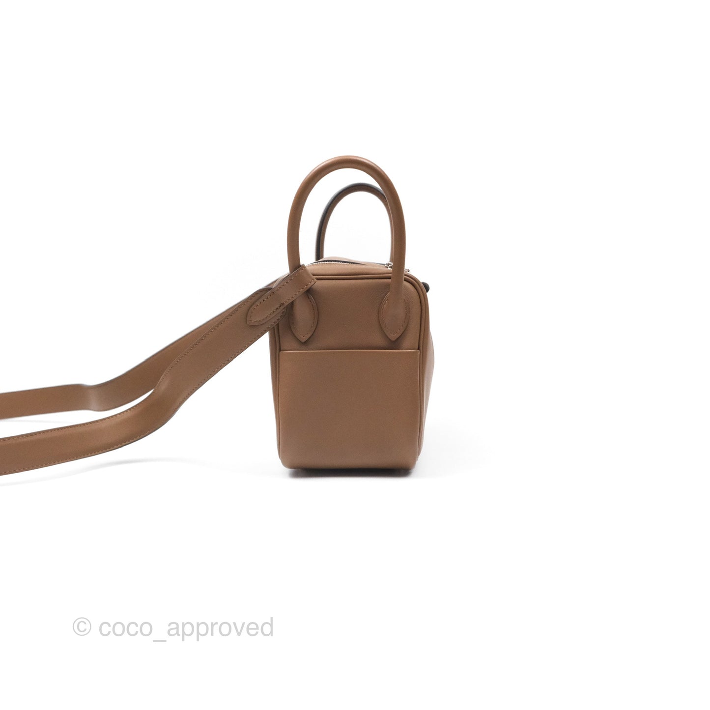 Hermès Mini Lindy 20 Verso Swift Alezan 3G / Biscuit 48 Palladium Hardware