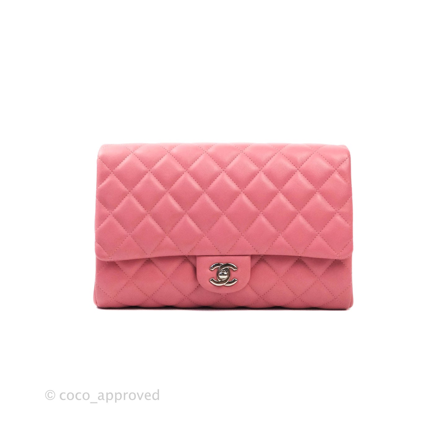 Chanel Quilted Clutch with Chain Lambskin Pink Silver Hardware