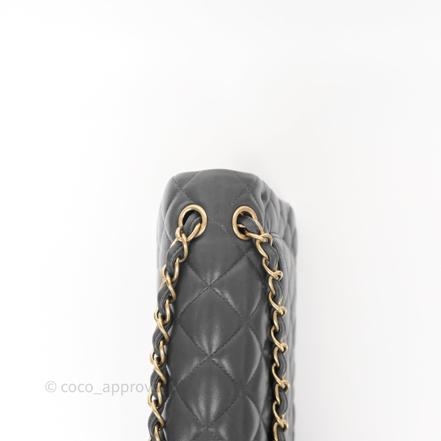 Chanel Jumbo Double Flap Dark Grey Lambskin Brushed Gold Hardware⁣⁣