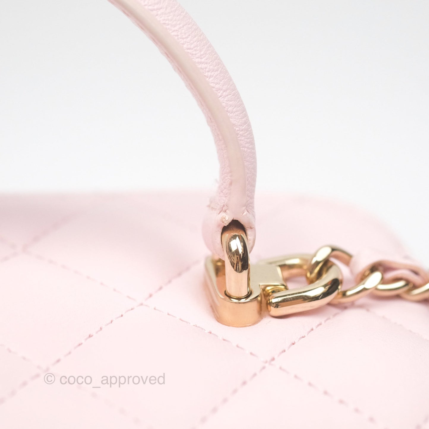 Chanel Vanity Rectangular Top Handle Light Pink Lambskin Gold Hardware