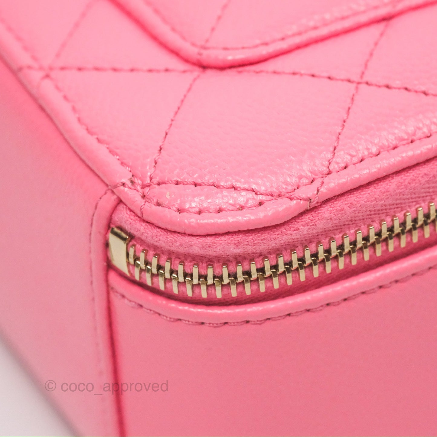 Chanel Caviar Quilted Pick Me Up Small Vanity Case Hot Pink