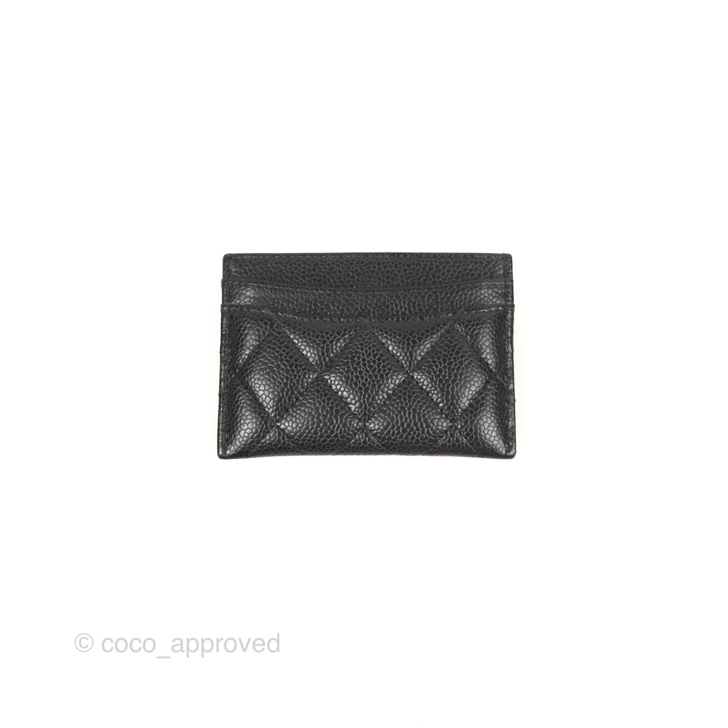 Chanel Classic Flat Card Holder Black Caviar Gold Hardware