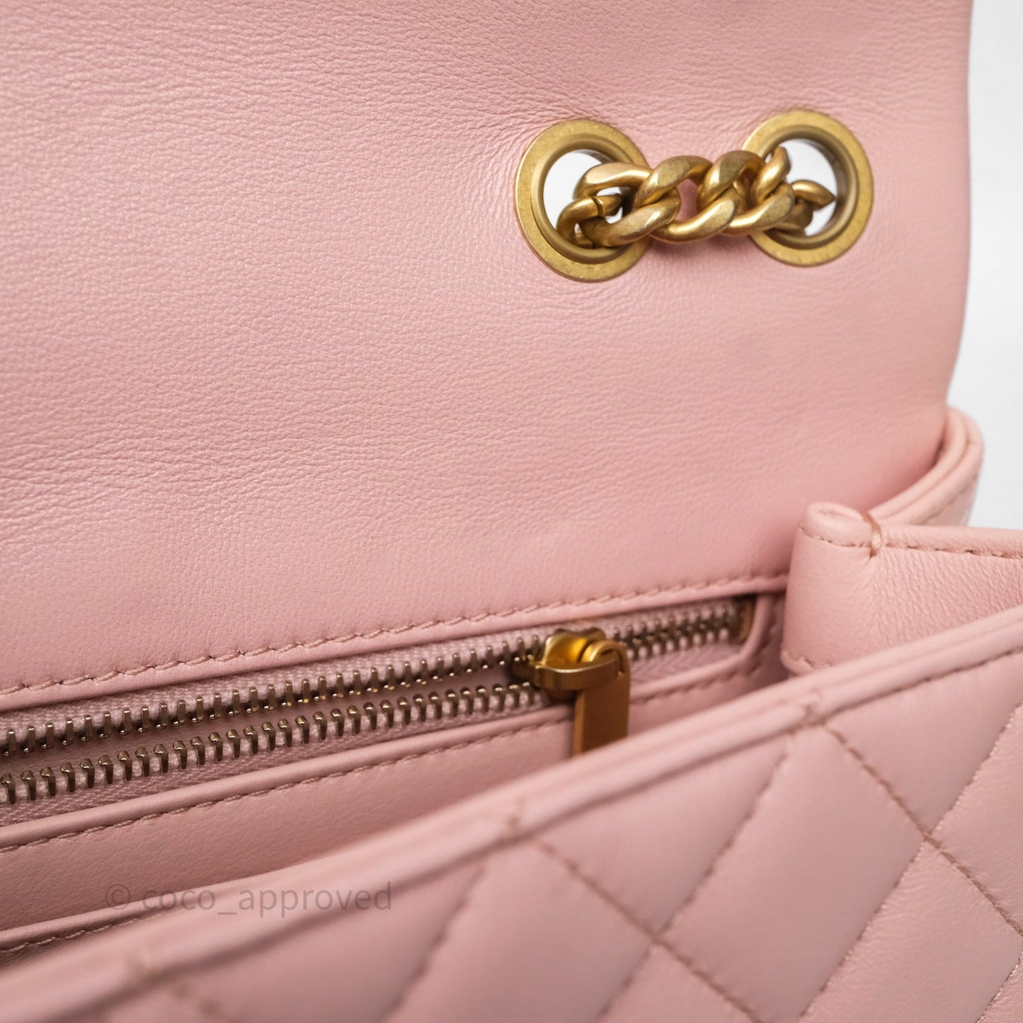 Chanel Quilted Flap Bag With Camellia Adjustable Lambskin Pink Aged Gold Hardware