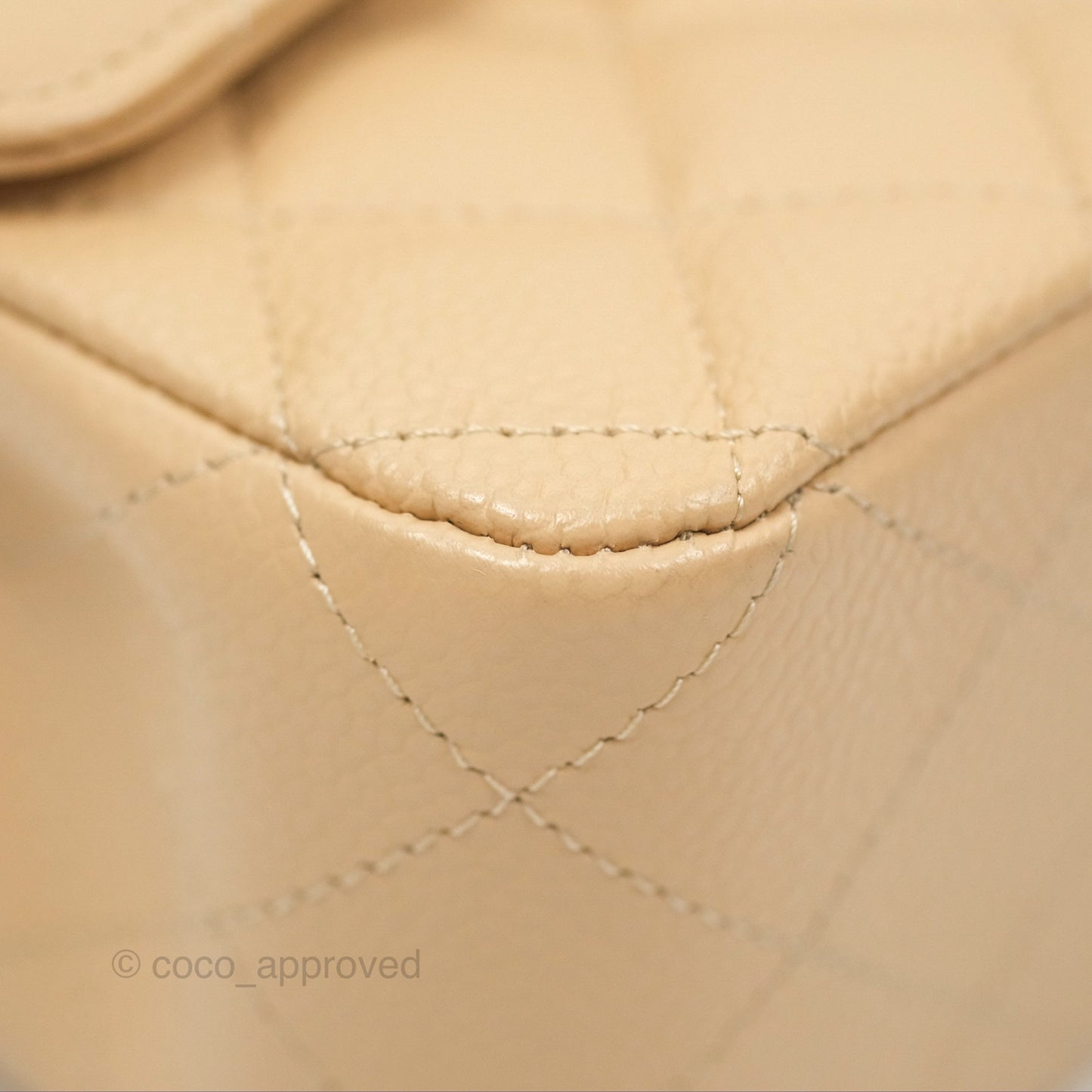 Chanel Classic M/L Medium Flap Quilted Beige Caviar Gold Hardware