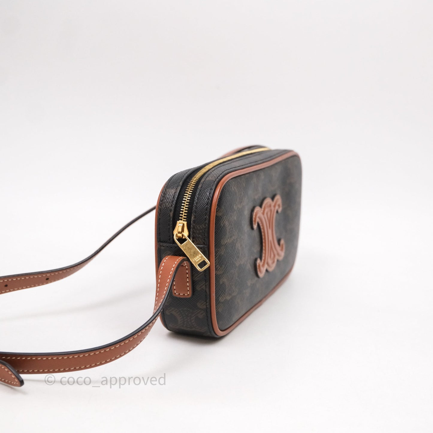 Celine Mini Camera Shoulder Bag Triomphe Canvas Tan