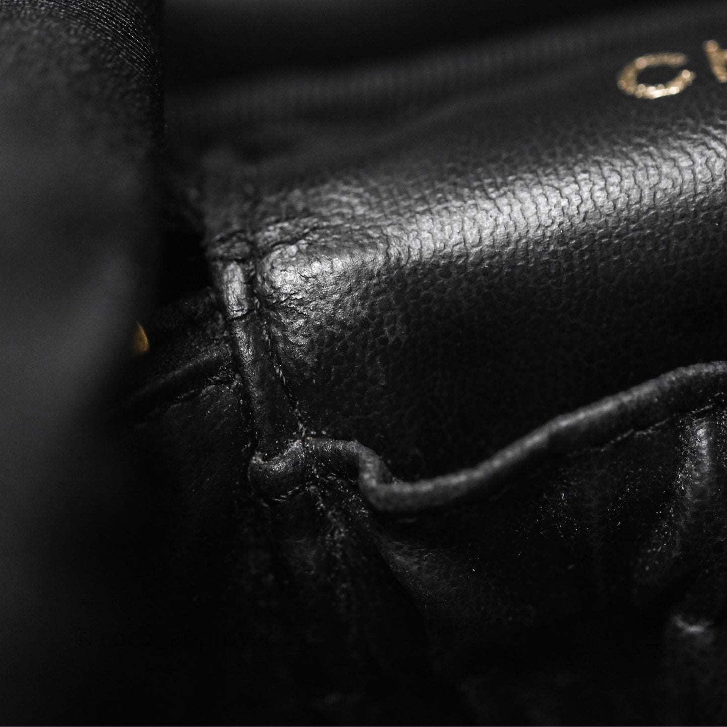 Chanel Vintage Vanity Case Black Caviar Gold Hardware