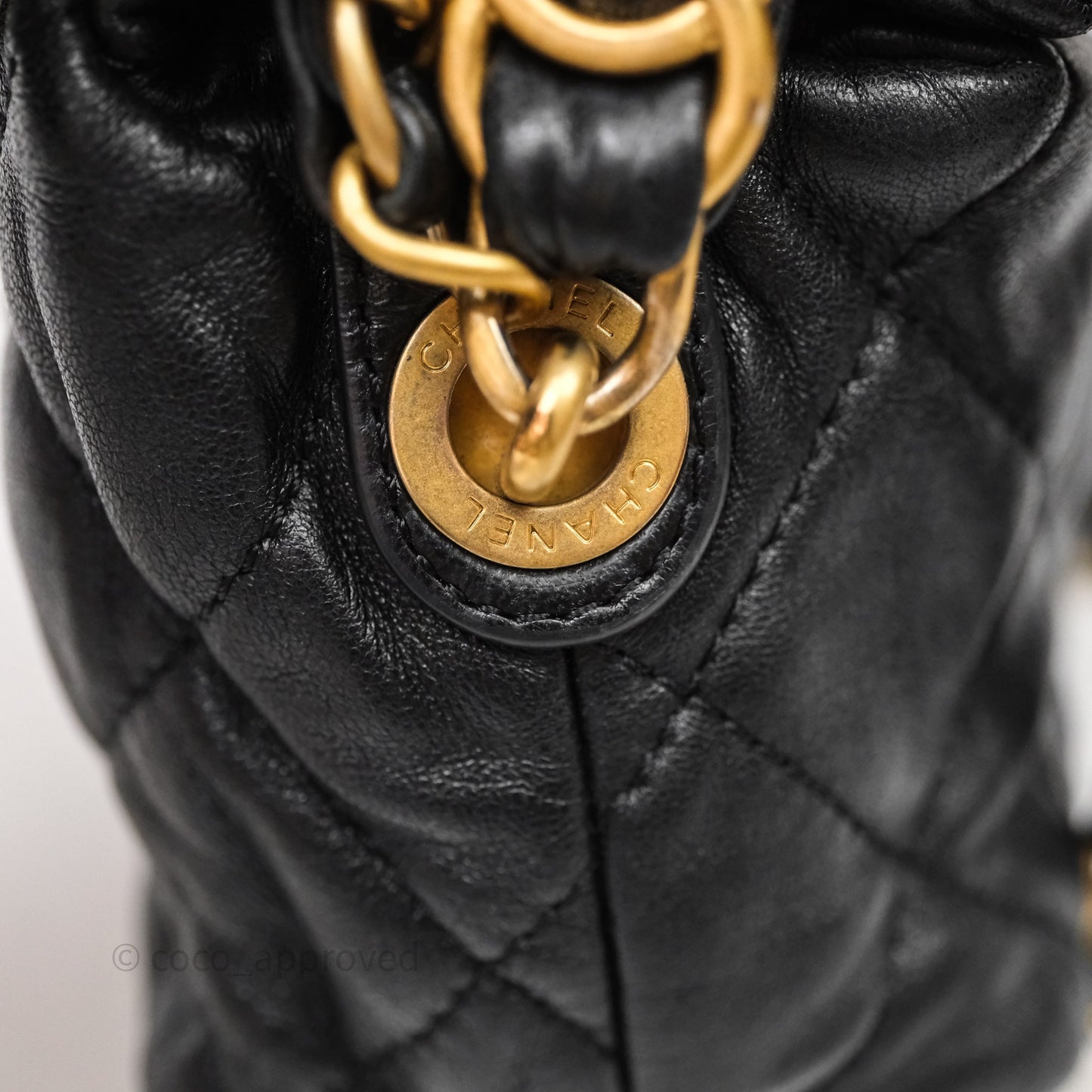 Chanel Small Hobo Bag Crumpled Black Lambskin Aged Gold Hardware