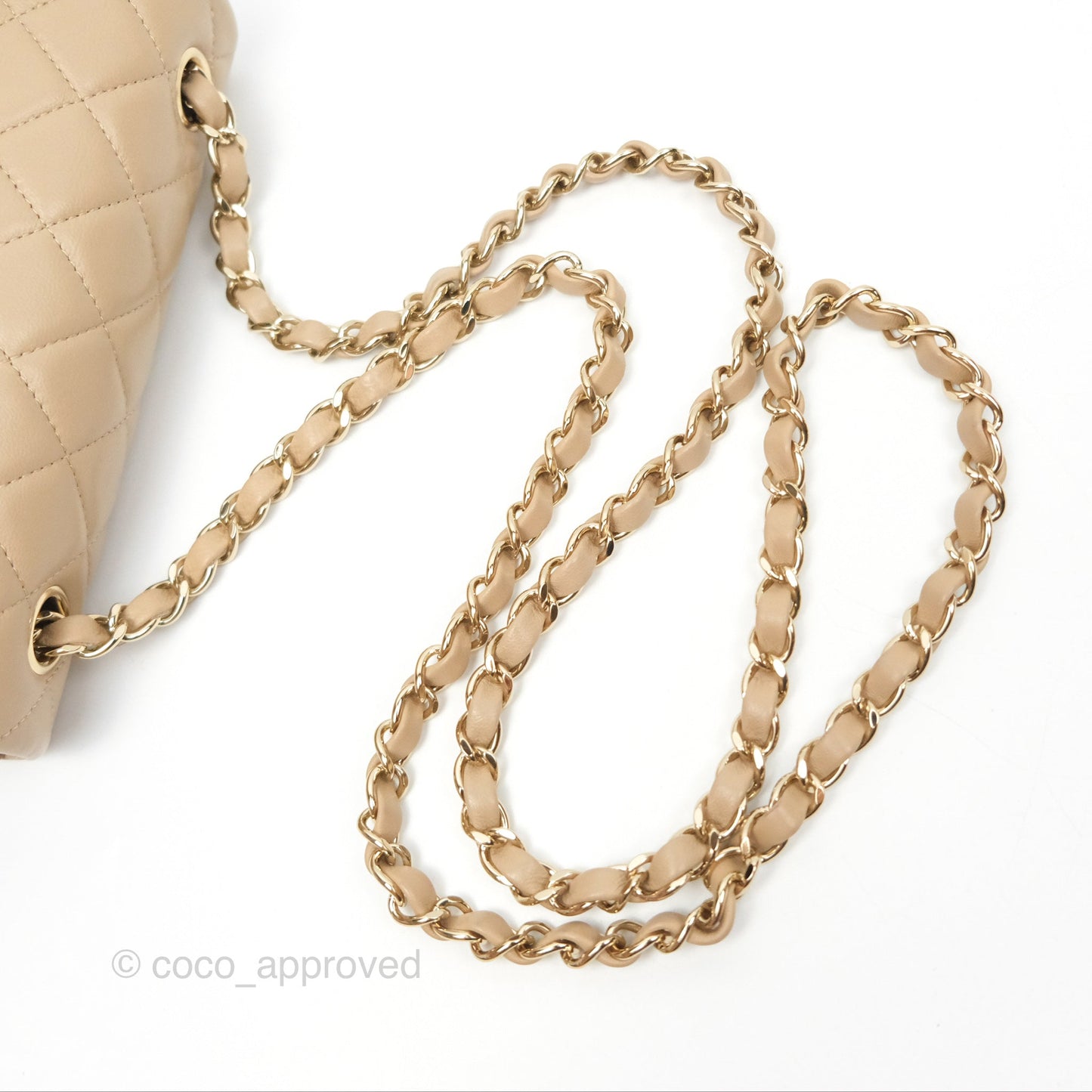 Chanel Mini Rectangular Quilted Beige Lambskin Gold Hardware